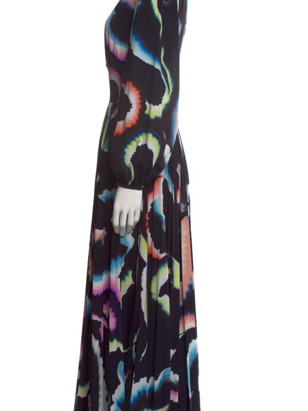 A.L.C. Black Maxi Dress with Multicolor Wave Print - Picture 9 of 10
